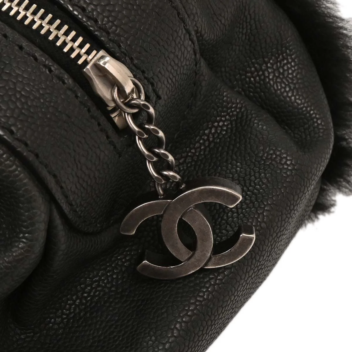 Chanel * 2005-2006 Black Lapin Fur Caviar Handbag - Image 5