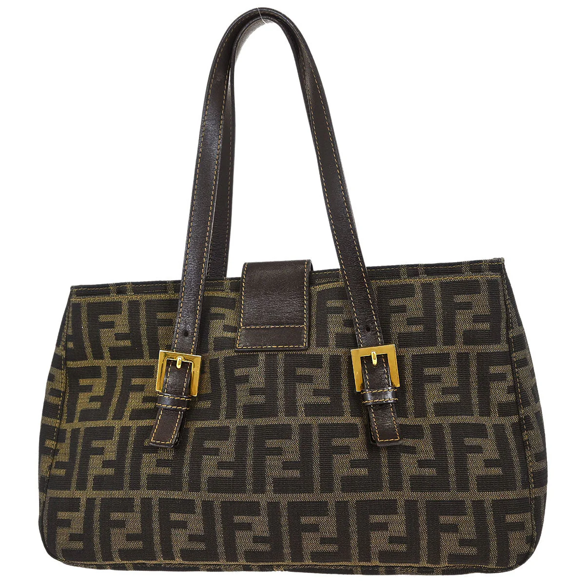 Fendi Brown Canvas Zucca Tote Bag - Image 2