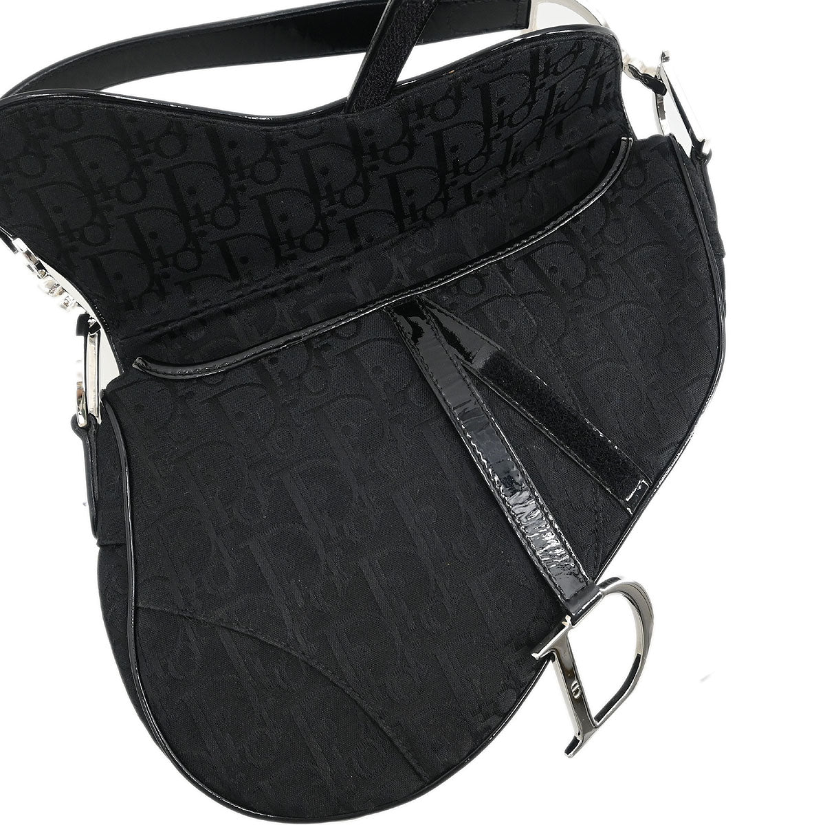 Christian Dior Black Canvas Trotter Saddle Handbag - Image 6