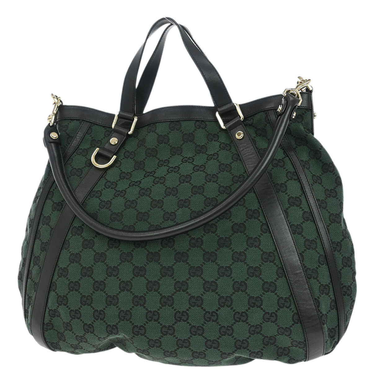 Gucci Green Canvas GG Hobo 2way Shoulder Handbag - Image 2