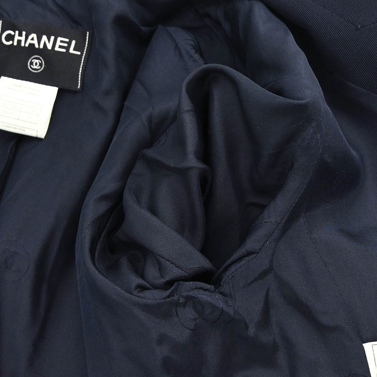 Chanel 1999 Single Breasted Jacket Navy #38 - Image 9