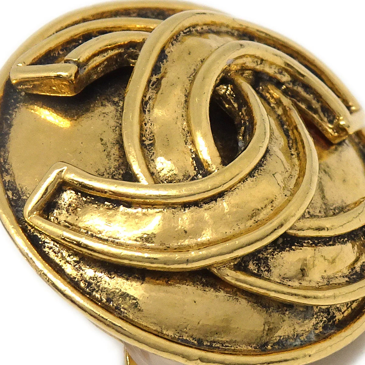 Chanel Button Earrings Clip-On Gold 94P - Image 2