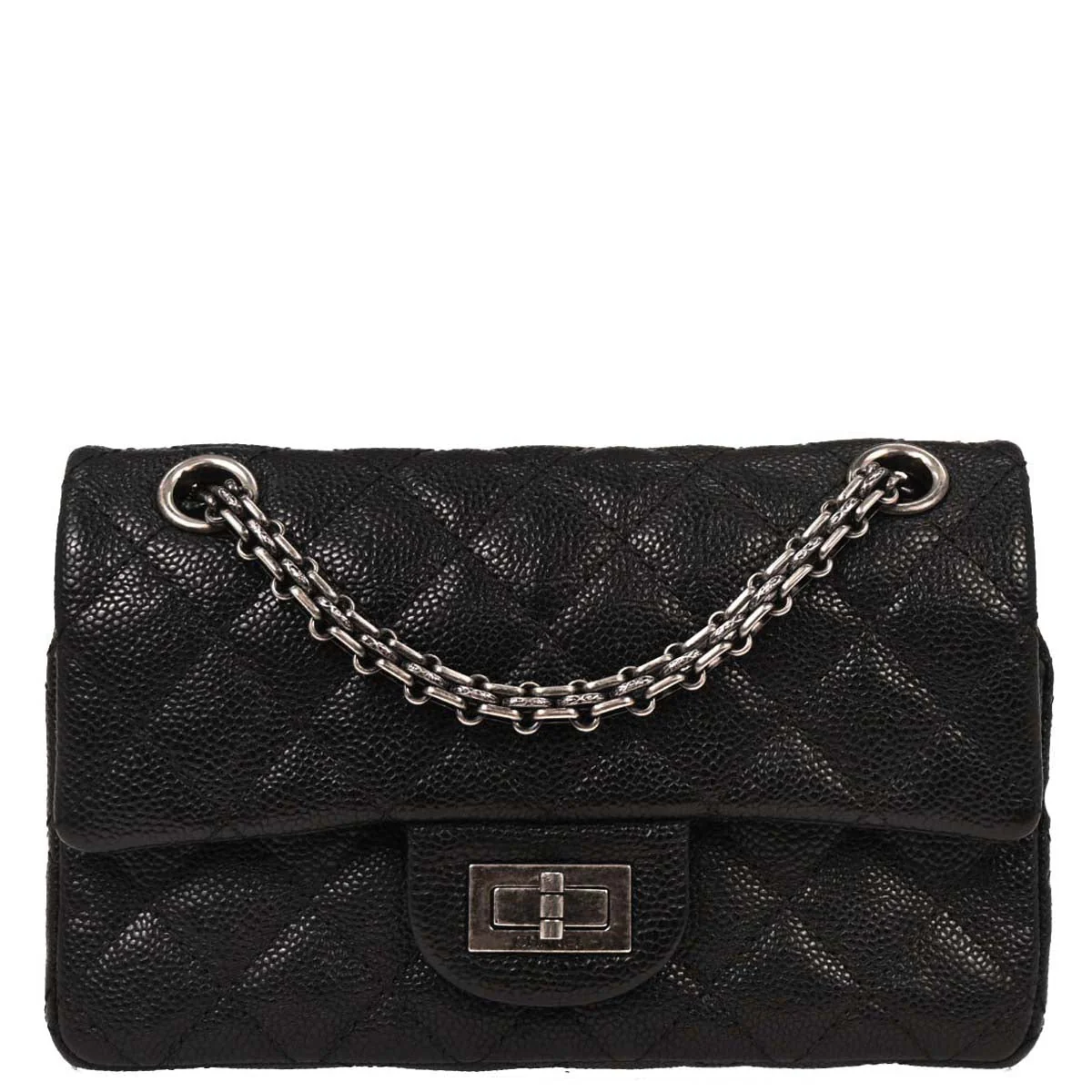 Chanel Black Caviar 2.55 Double Flap Shoulder Bag