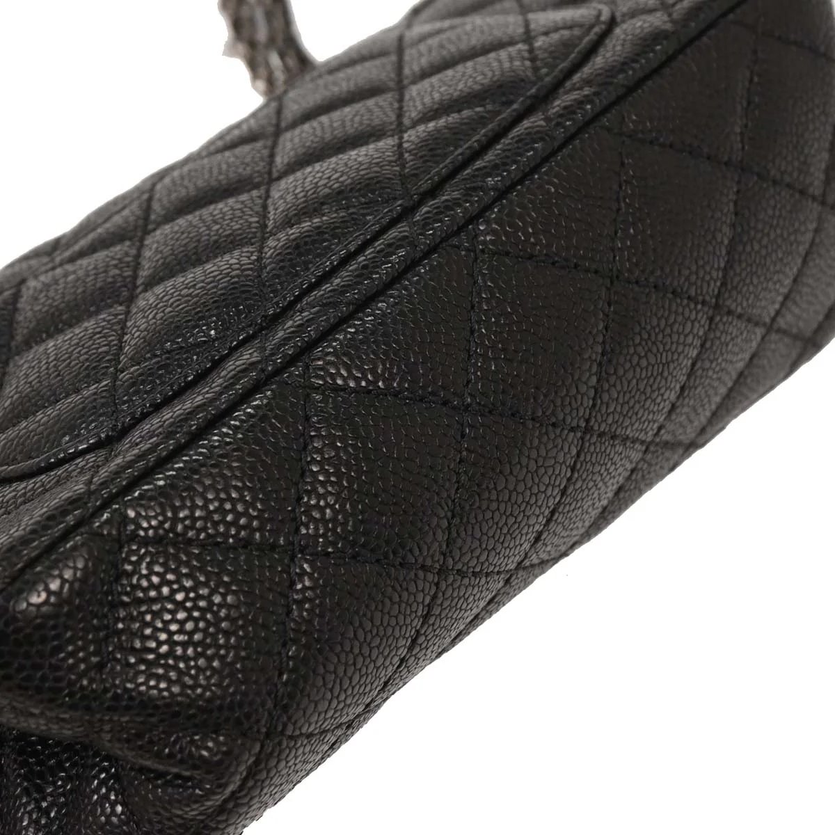 Chanel Black Caviar 2.55 Double Flap Shoulder Bag - Image 3
