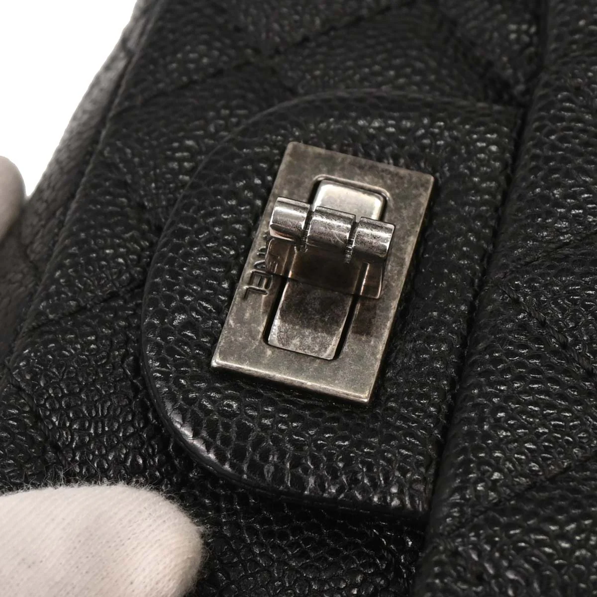 Chanel Black Caviar 2.55 Double Flap Shoulder Bag - Image 4