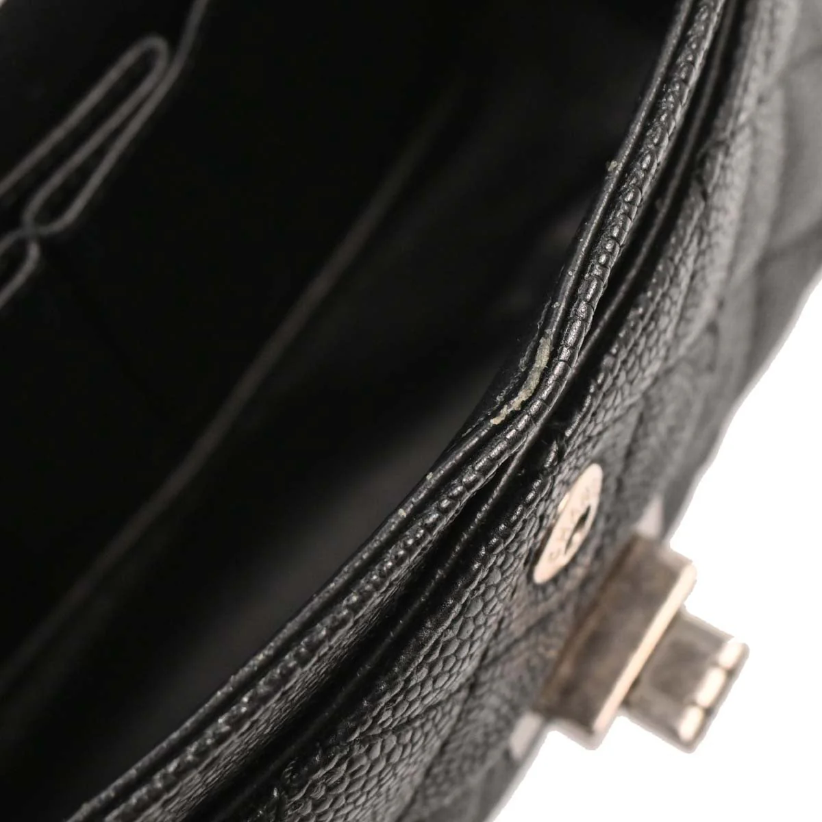 Chanel Black Caviar 2.55 Double Flap Shoulder Bag - Image 9