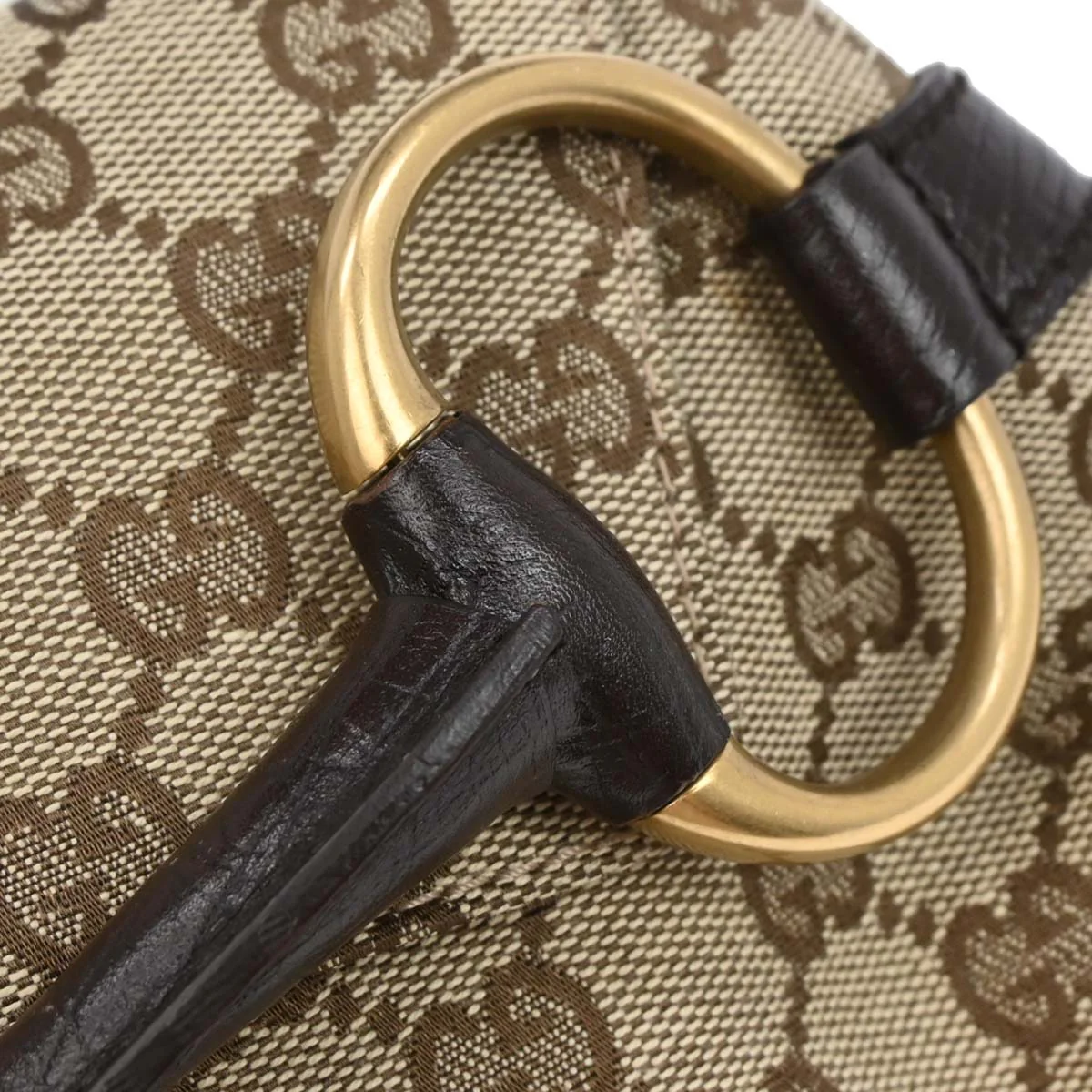 Gucci Beige Canvas GG Horsebit Clutch Chain Handbag - Image 5