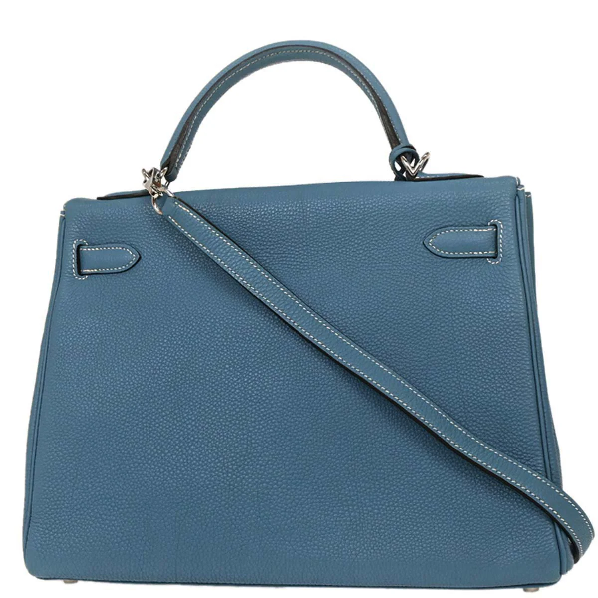 Hermes Blue Jean Togo Kelly 32 Retourne 2way Shoulder Handbag - Image 2