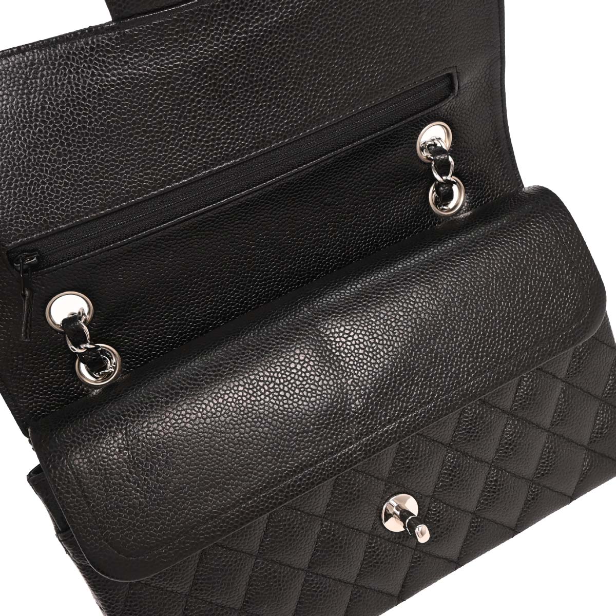 Chanel 2005-2006 Black Caviar Medium Classic Double Flap Shoulder Bag - Image 6