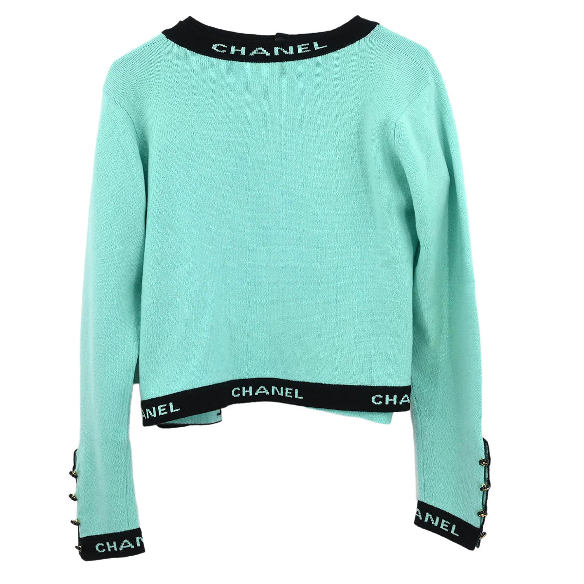 Chanel Ensemble Cardigan Short Sleeve Top Light Green - Image 2