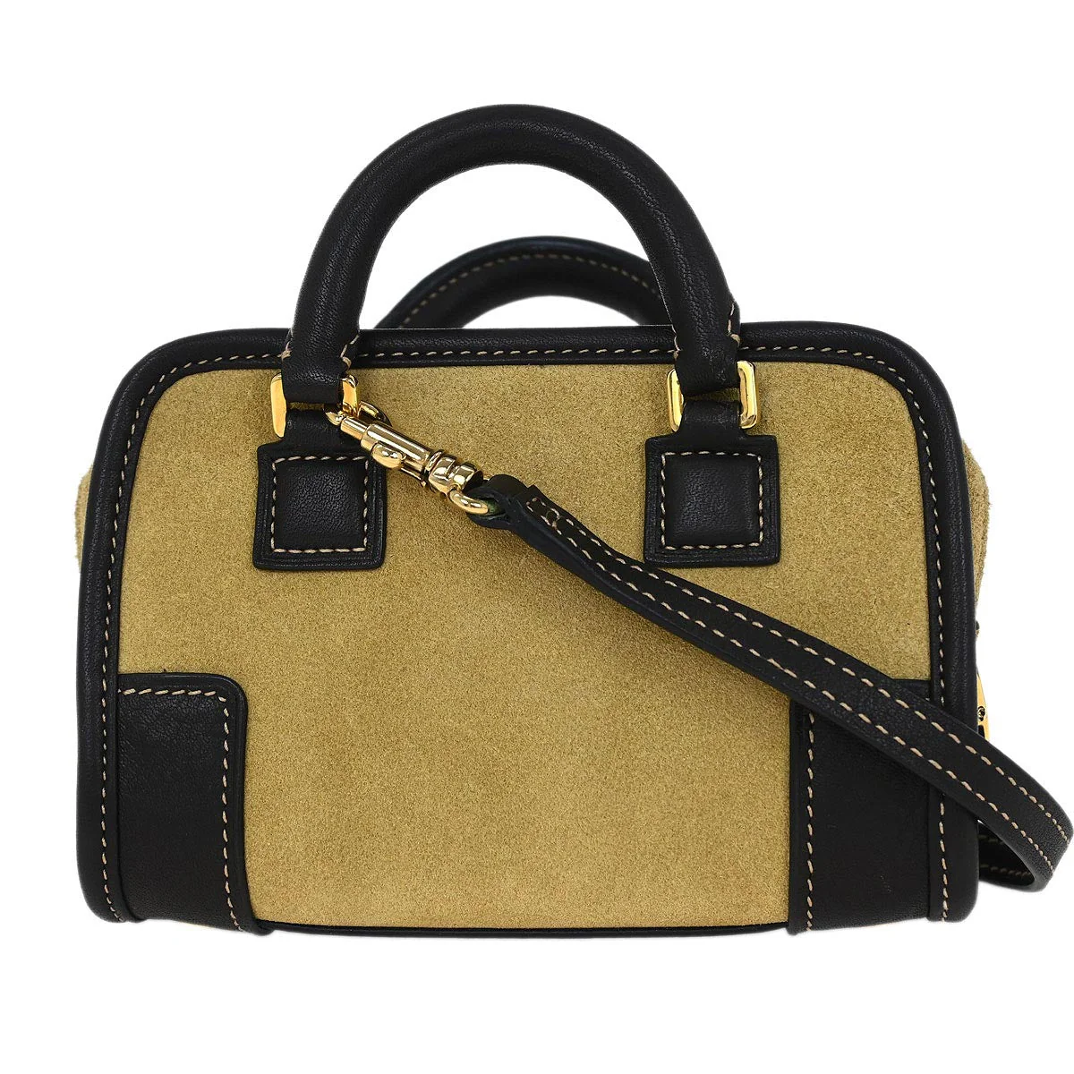 Loewe * Brown Beige Suede Leather Amazona 12 Handbag - Image 2
