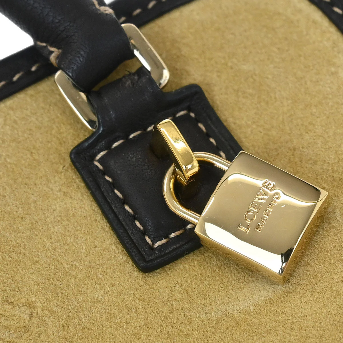 Loewe * Brown Beige Suede Leather Amazona 12 Handbag - Image 4