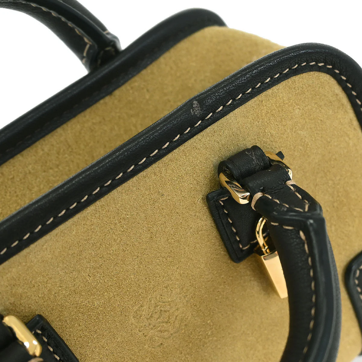 Loewe * Brown Beige Suede Leather Amazona 12 Handbag - Image 5