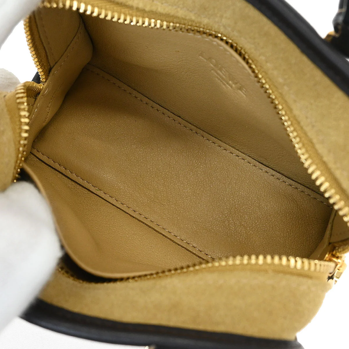 Loewe * Brown Beige Suede Leather Amazona 12 Handbag - Image 8