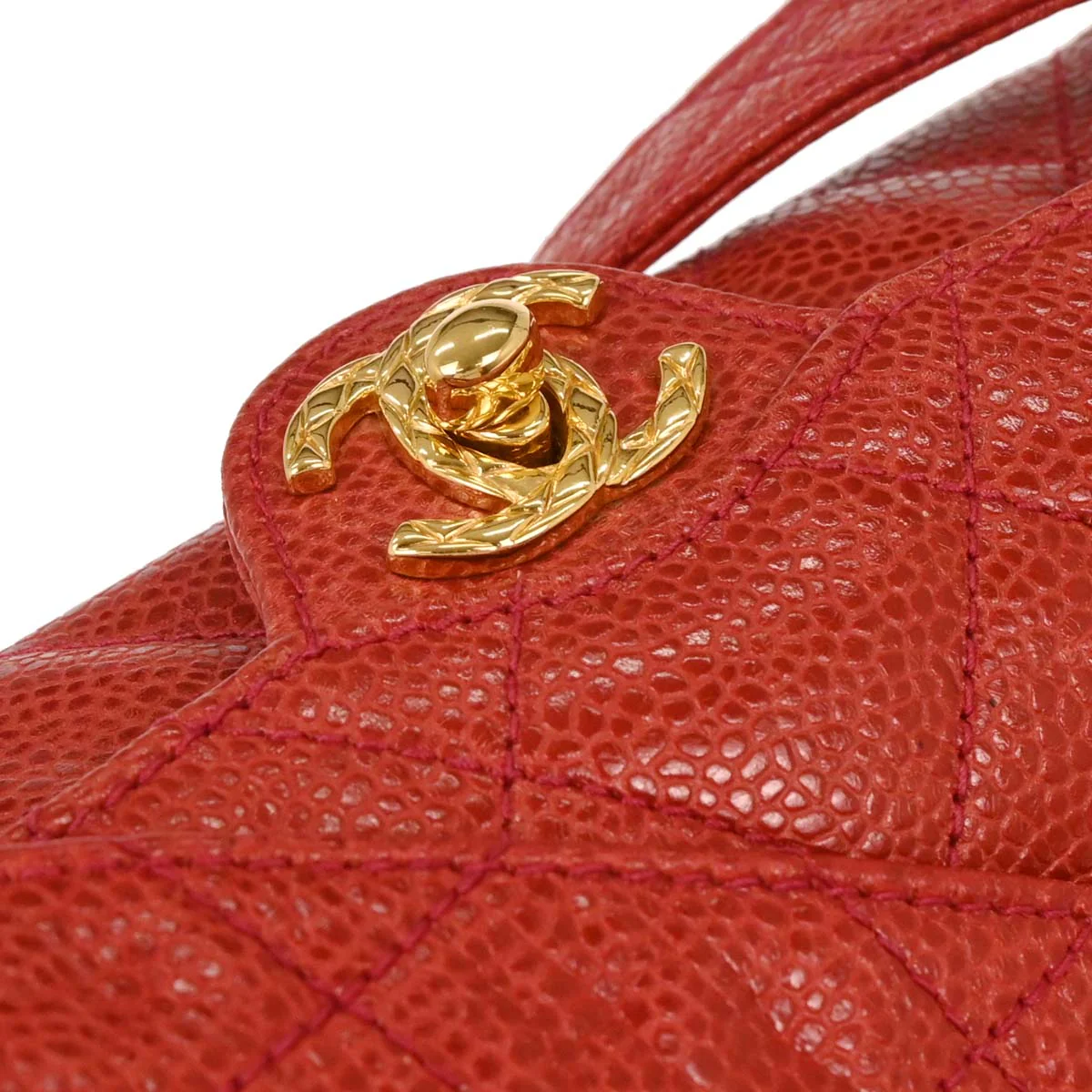 Chanel 1991-1994 Red Caviar Shoulder Bag - Image 6