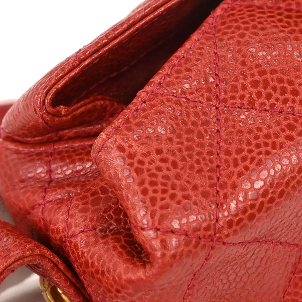Chanel 1991-1994 Red Caviar Shoulder Bag - Image 7