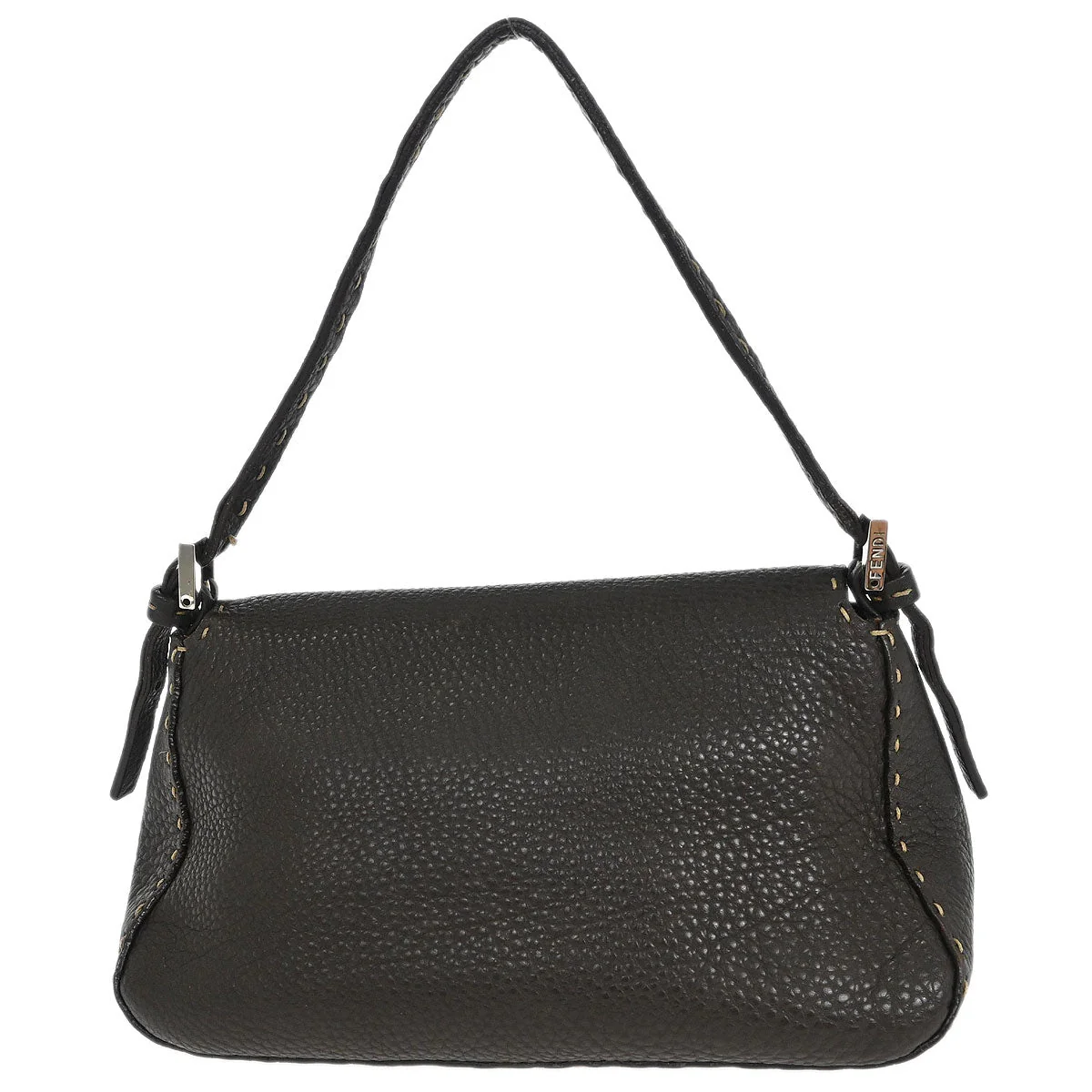 Fendi Dark Brown Leather Stitch Handbag - Image 2