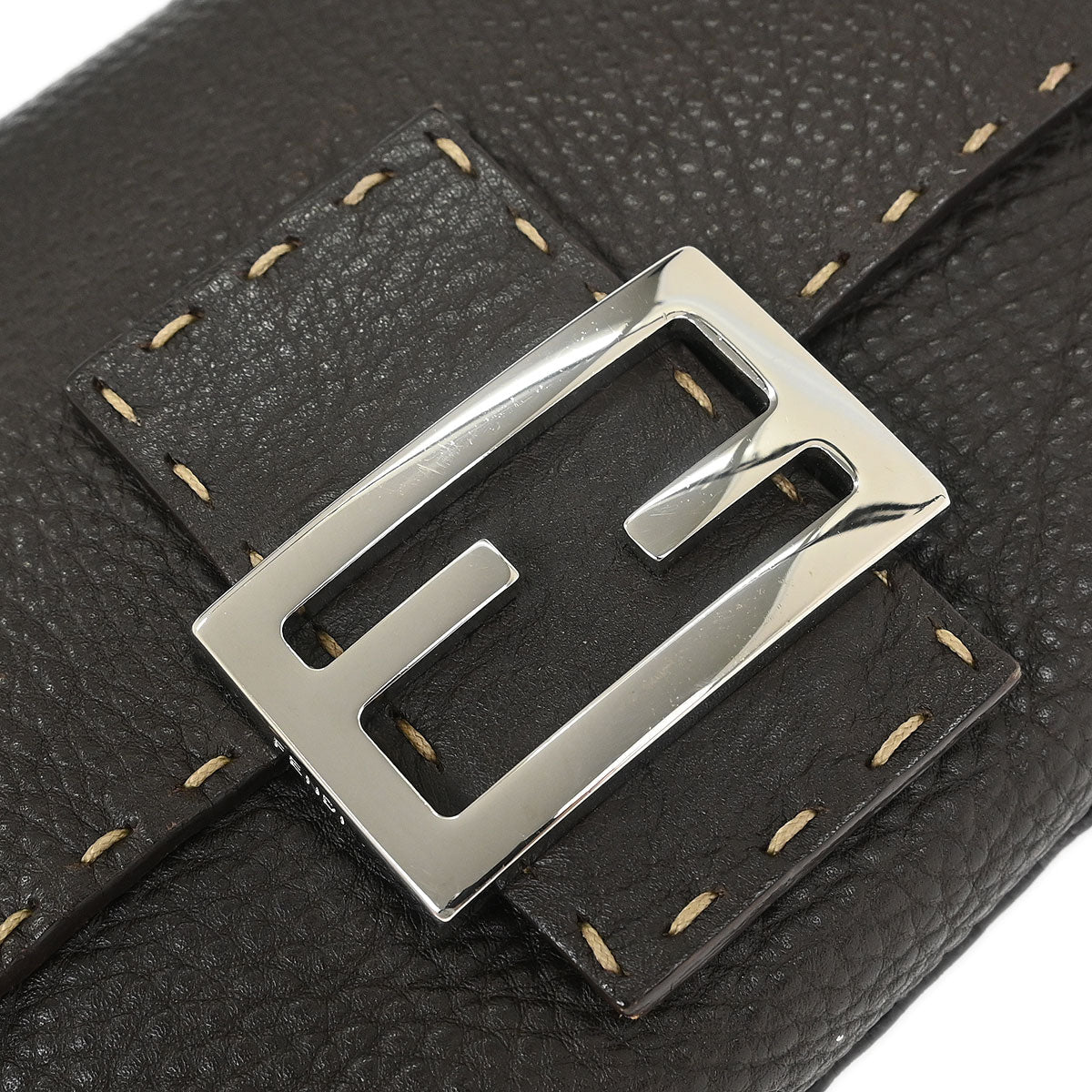 Fendi Dark Brown Leather Stitch Handbag - Image 4