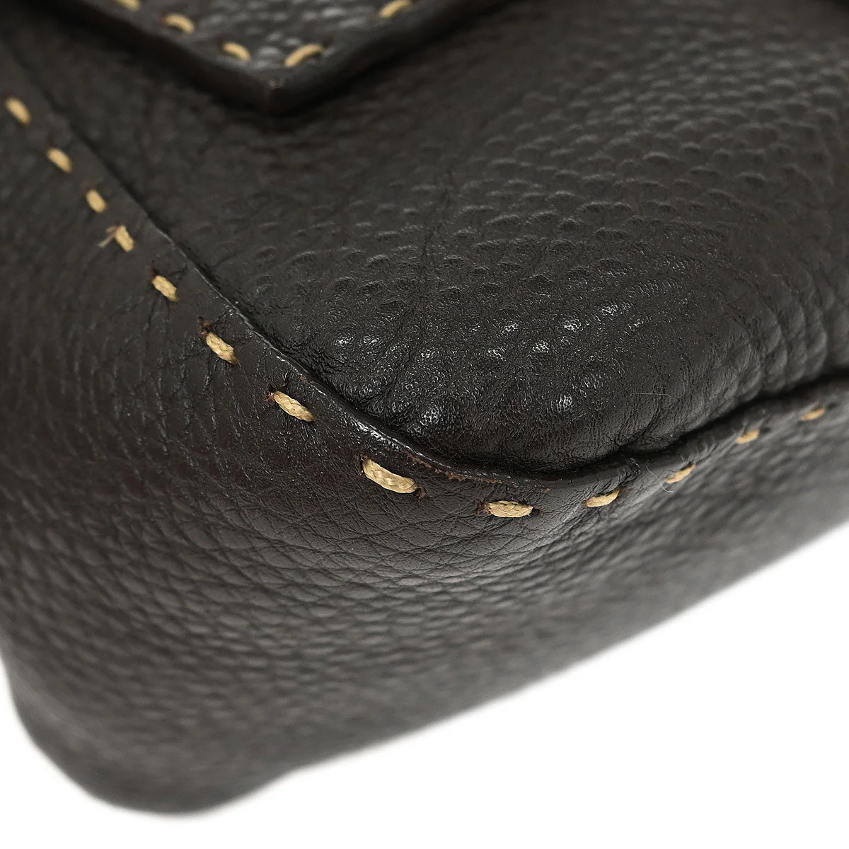 Fendi Dark Brown Leather Stitch Handbag - Image 5