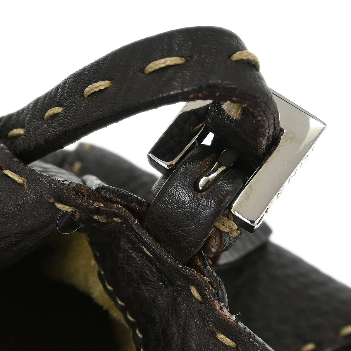 Fendi Dark Brown Leather Stitch Handbag - Image 6