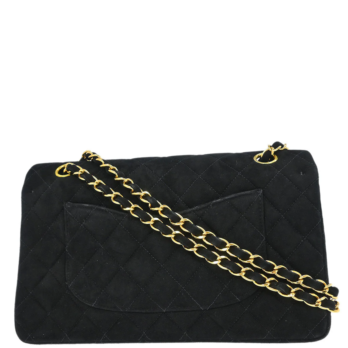 Chanel 1997-1999 Black Suede Medium Classic Double Flap Shoulder Bag - Image 2