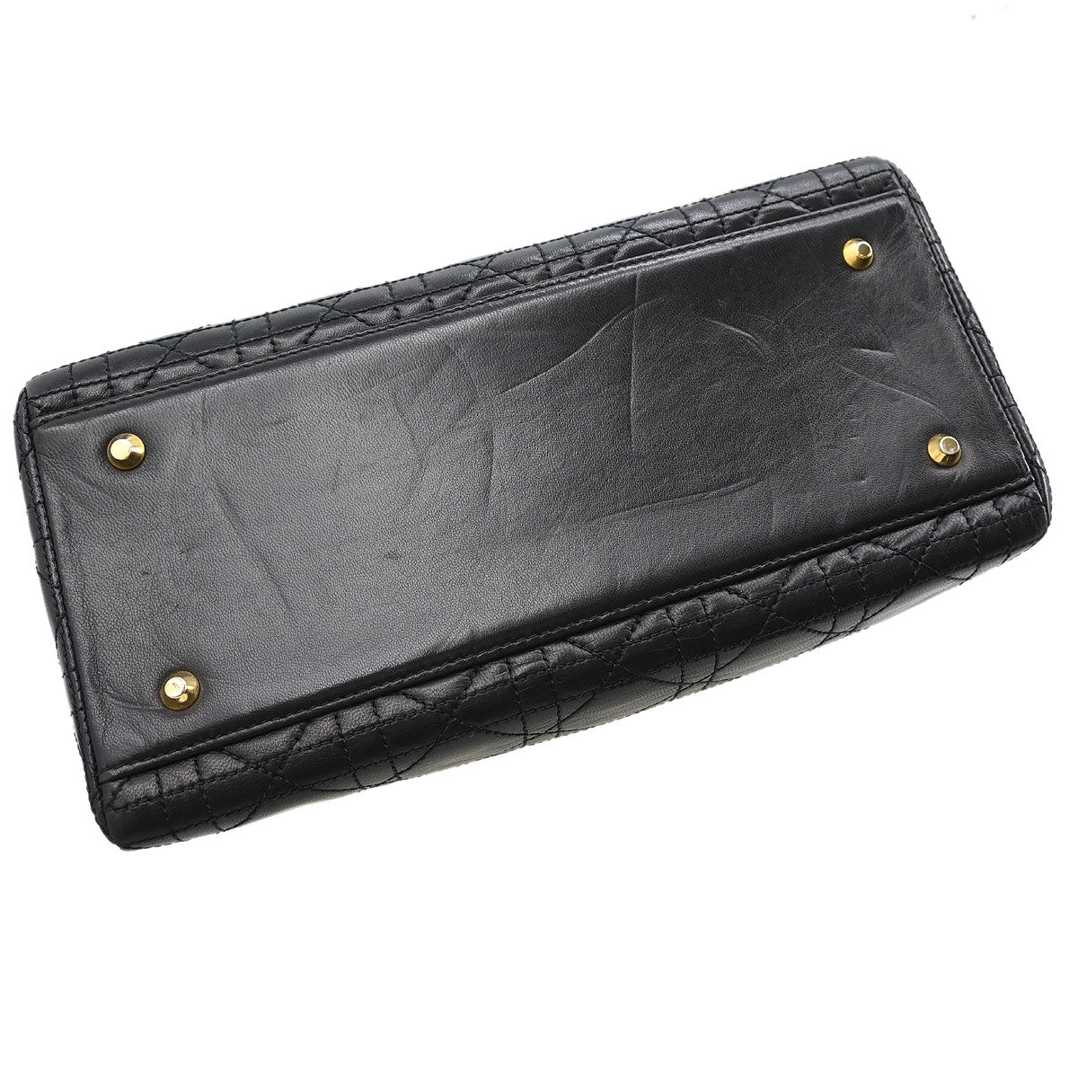 Christian Dior Black Lambskin Medium Lady Dior Cannage 2way Shoulder Handbag - Image 3