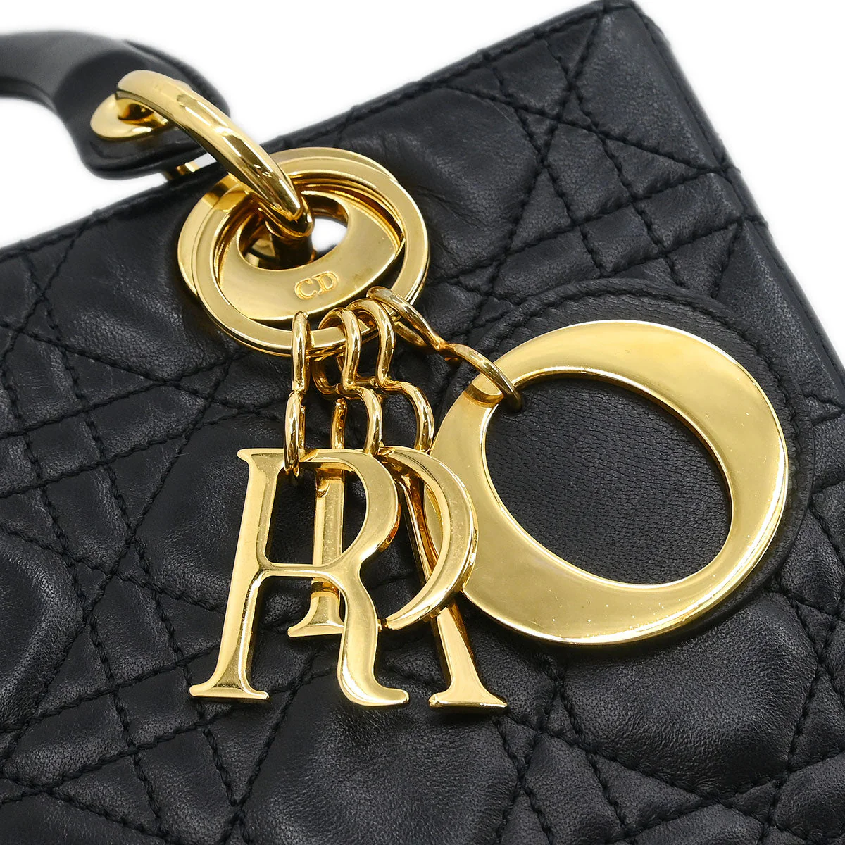 Christian Dior Black Lambskin Medium Lady Dior Cannage 2way Shoulder Handbag - Image 5