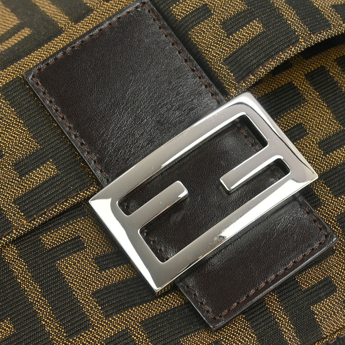 Fendi Brown Canvas Zucca Mamma Baguette Handbag - Image 3