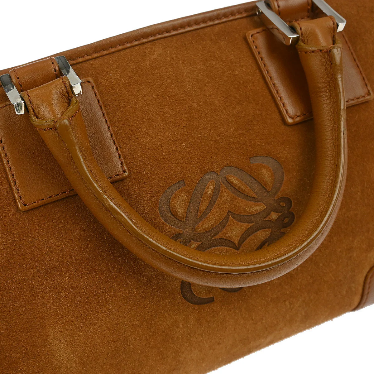 Loewe Brown Suede Amazona 28 Handbag - Image 6