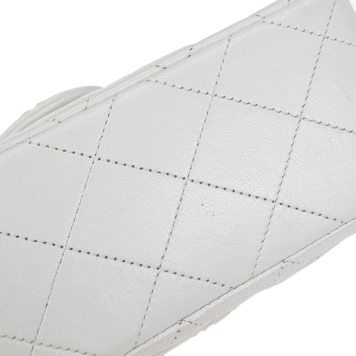 Chanel 1989-1991 White Lambskin Mini Classic Square Flap Shoulder Bag - Image 3