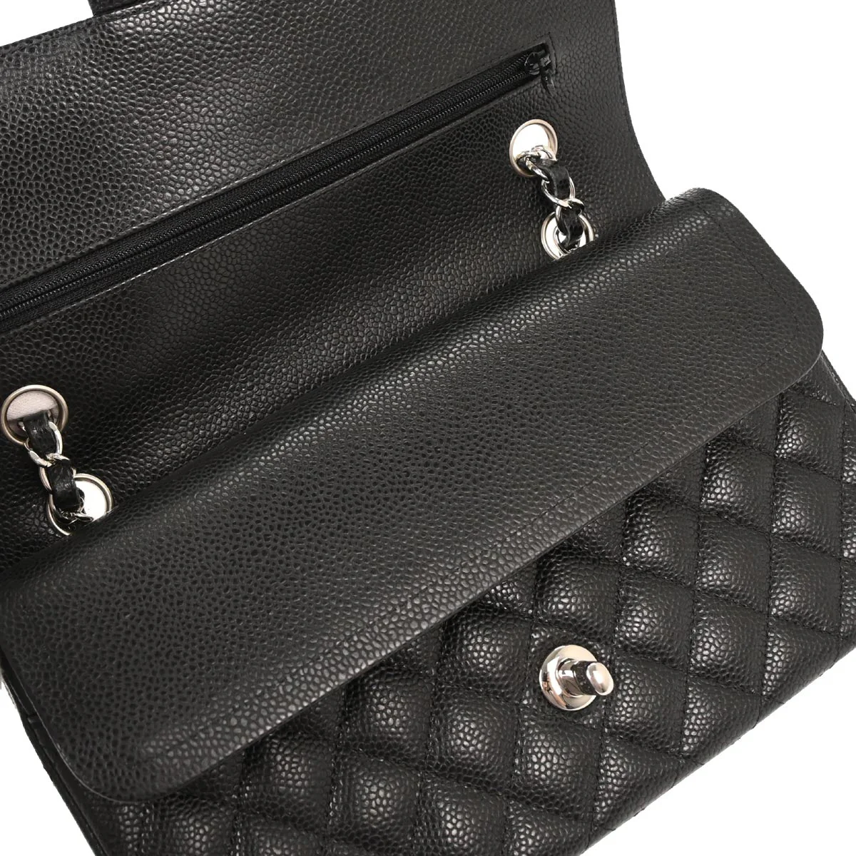 Chanel 2019 Black Caviar Medium Classic Double Flap Shoulder Bag 155715 - Image 6