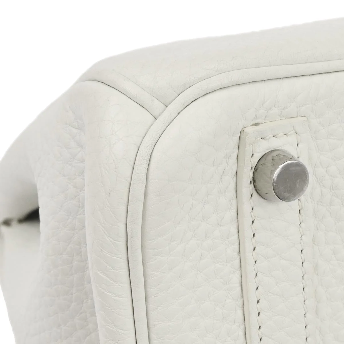 Hermes White Taurillon Clemence Birkin 30 Handbag - Image 5