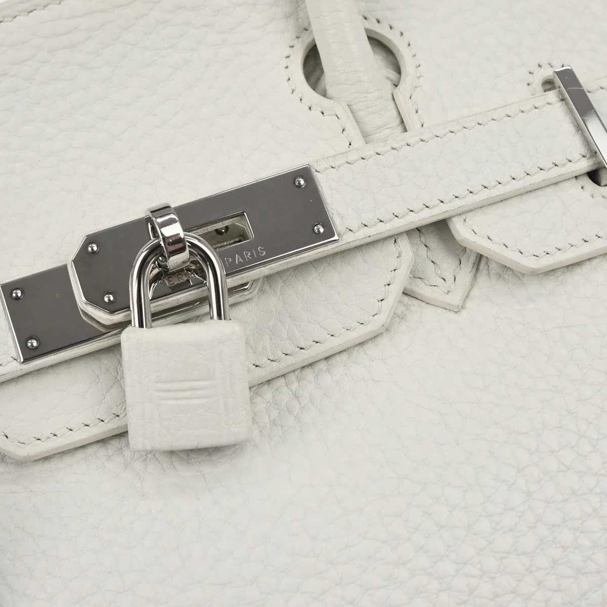 Hermes White Taurillon Clemence Birkin 30 Handbag - Image 7