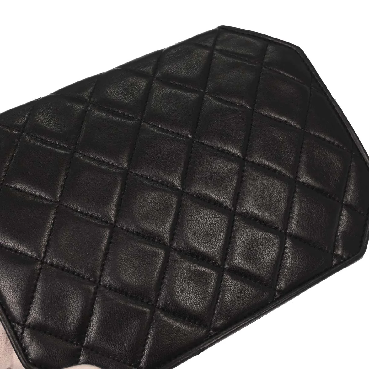 Chanel 1989-1991 Black Lambskin Octagon Shoulder Bag - Image 5