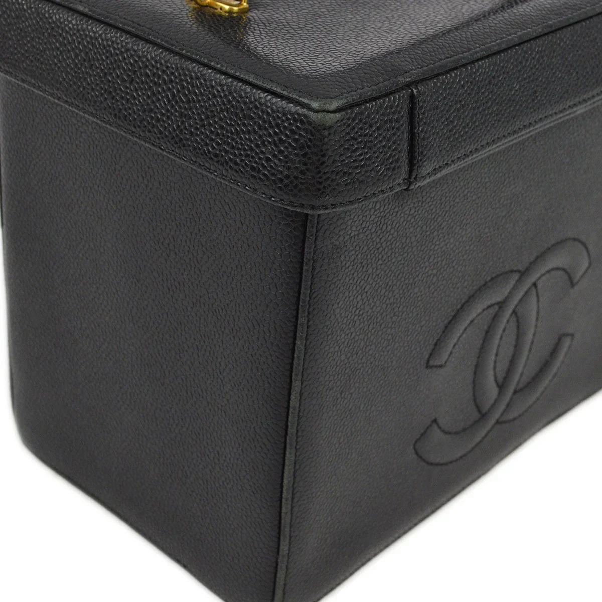 Chanel 1994-1996 Black Caviar Vanity 2way Shoulder Handbag - Image 10