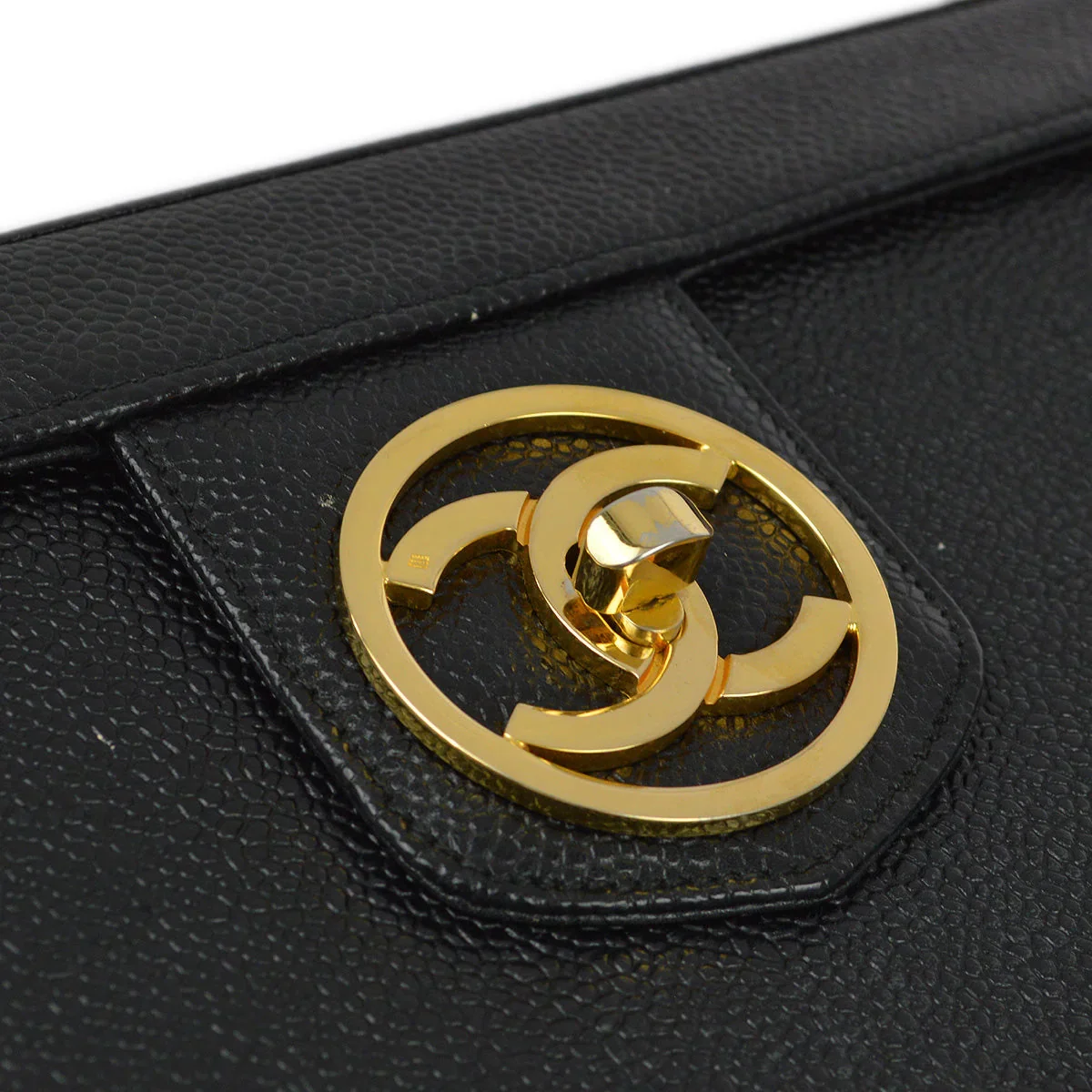 Chanel 1994-1996 Black Caviar Vanity 2way Shoulder Handbag - Image 4