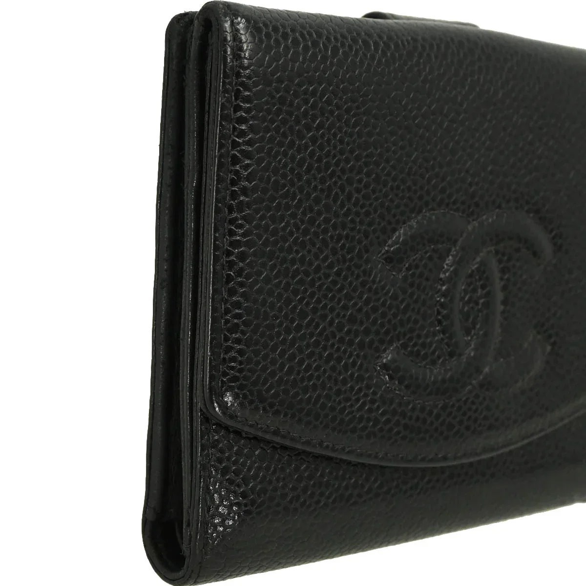 Chanel 2003-2004 Black Caviar Trifold Wallet - Image 3