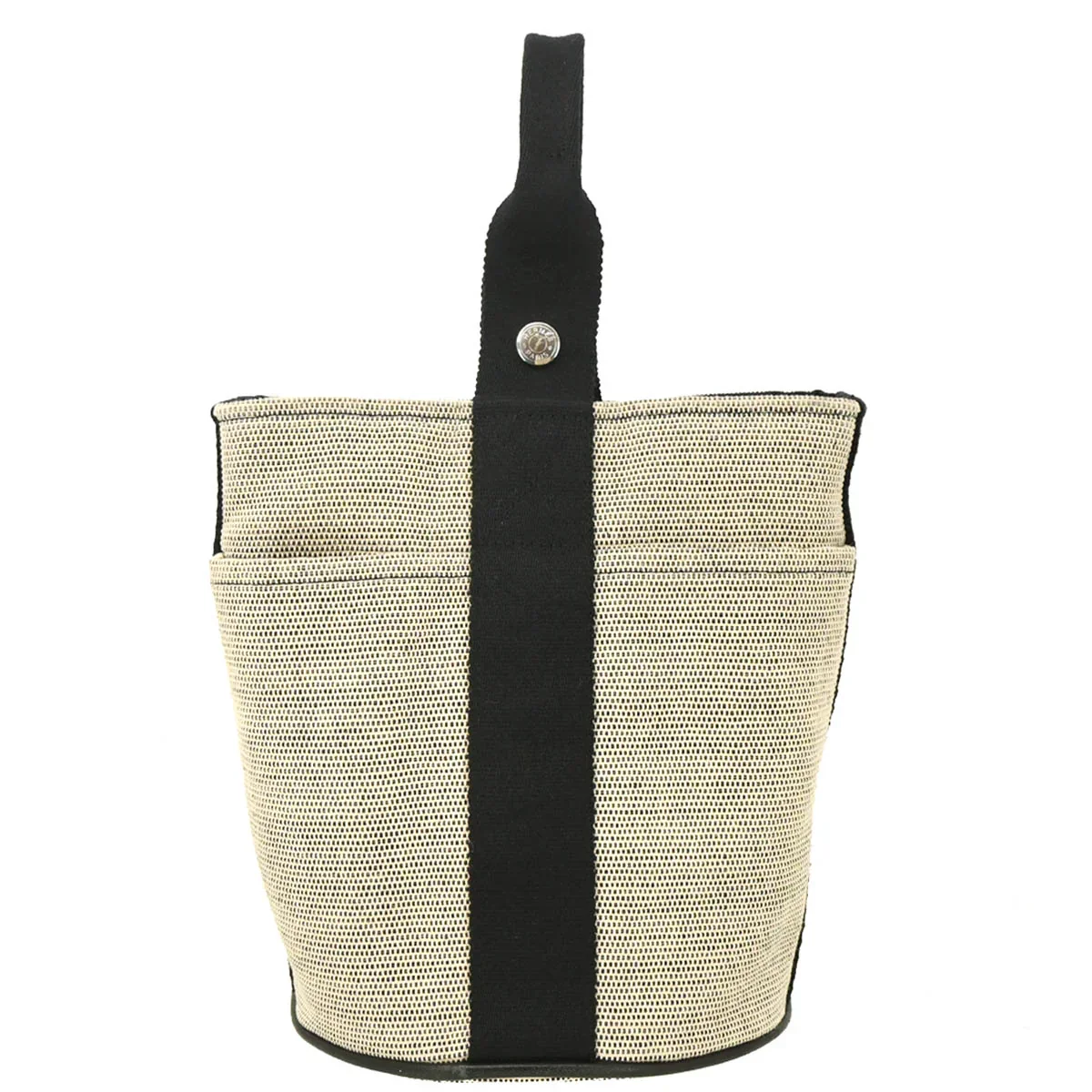 Hermes Black Beige Toile H Saxo PM Handbag