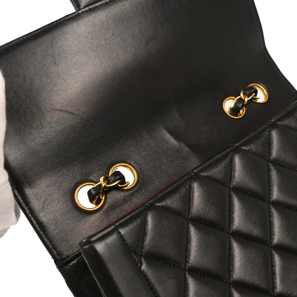 Chanel 1994-1996 Black Lambskin Shoulder Bag - Image 8