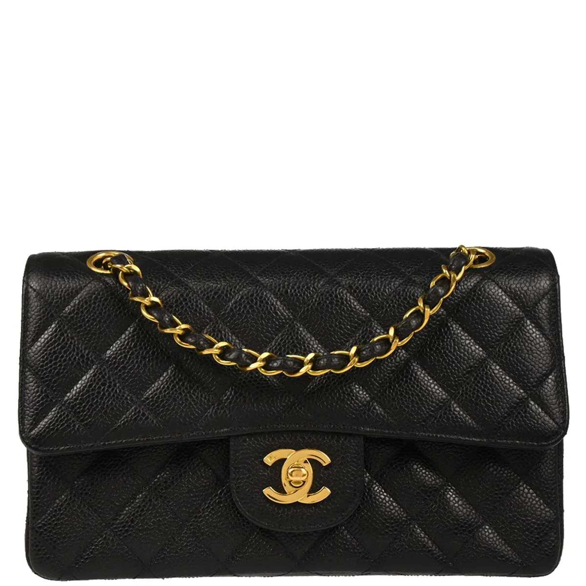 Chanel Black Caviar Small Classic Double Flap Shoulder Bag