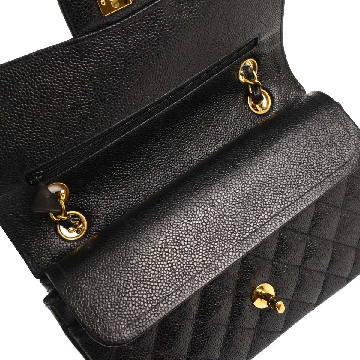 Chanel Black Caviar Small Classic Double Flap Shoulder Bag - Image 8