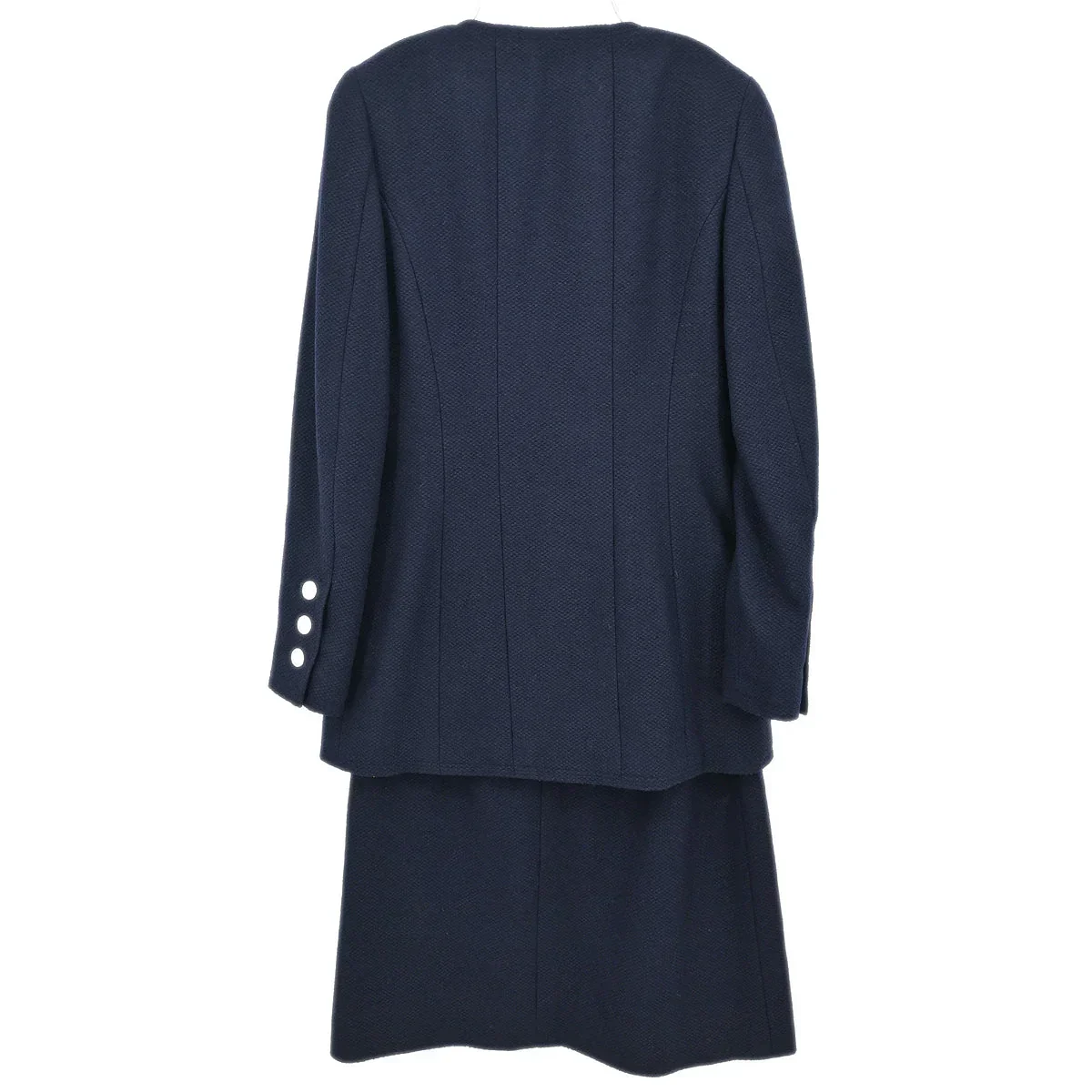 Chanel 1997 Setup Suit Jacket Skirt Navy #38 - Image 2