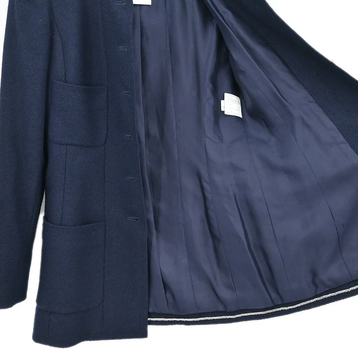 Chanel 1997 Setup Suit Jacket Skirt Navy #38 - Image 6