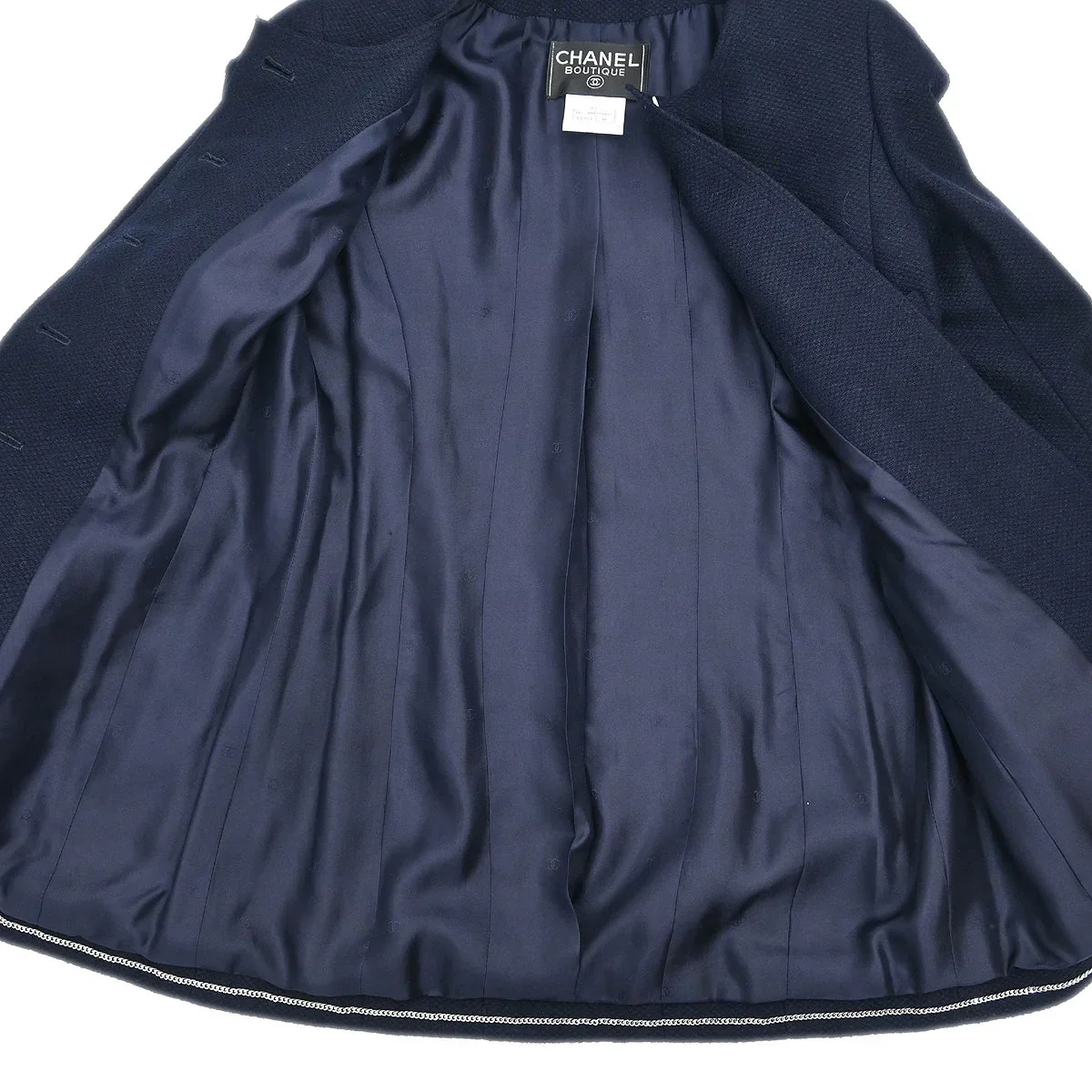 Chanel 1997 Setup Suit Jacket Skirt Navy #38 - Image 8