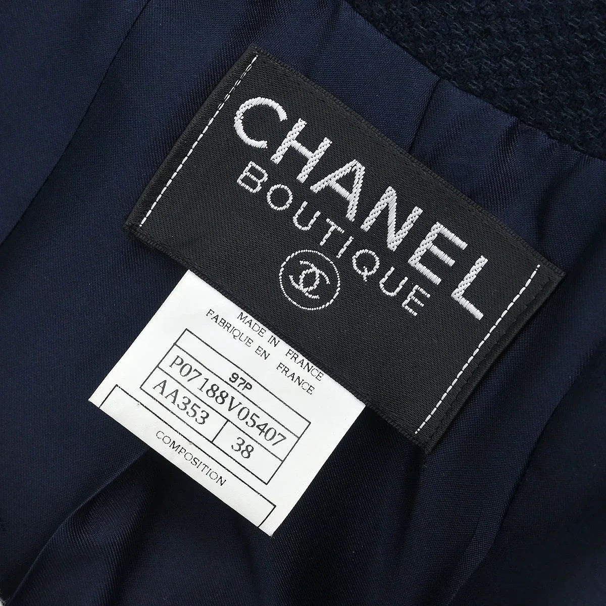 Chanel 1997 Setup Suit Jacket Skirt Navy #38 - Image 9