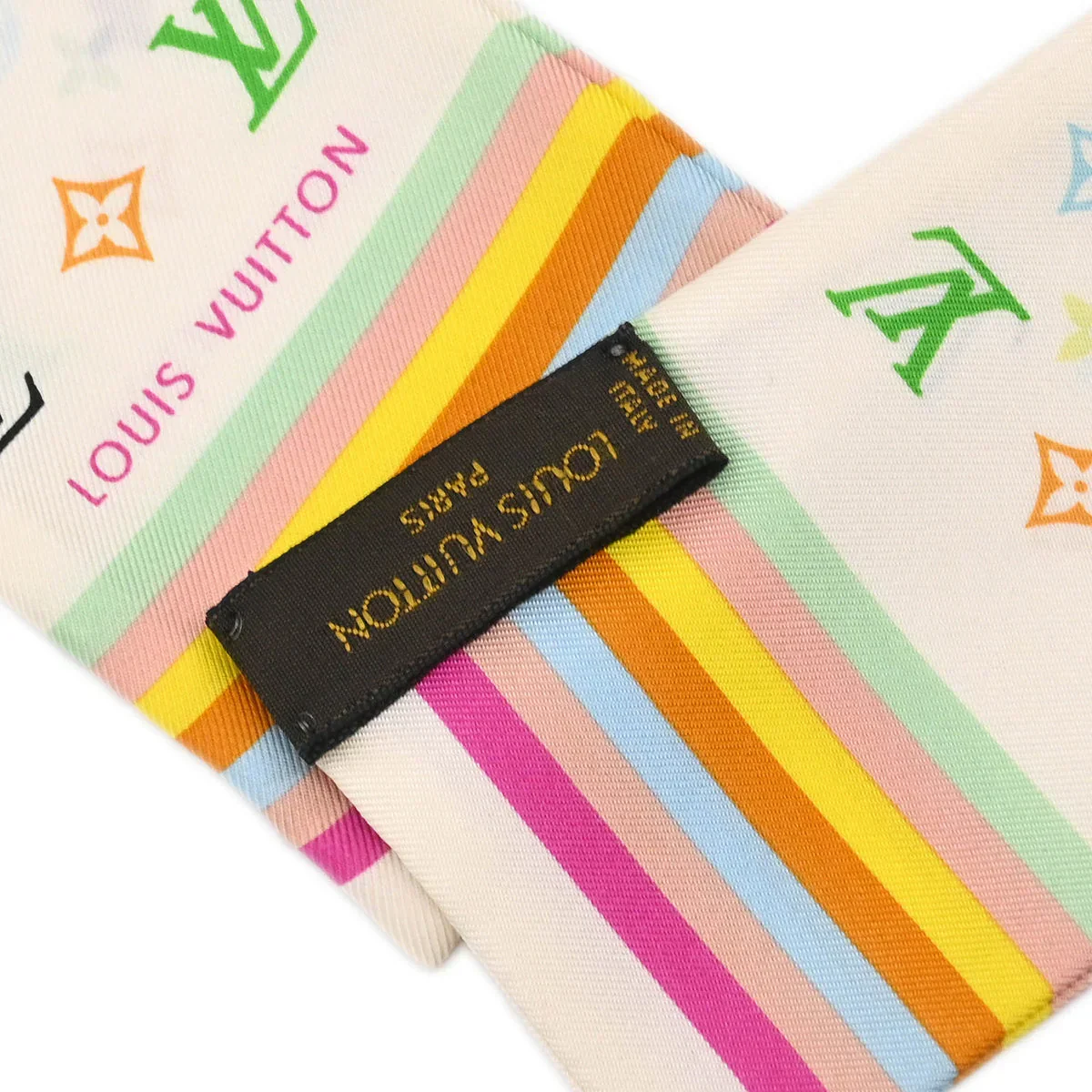 Louis Vuitton White Multicolor Bandeau Scarf M71991 Small Good - Image 3
