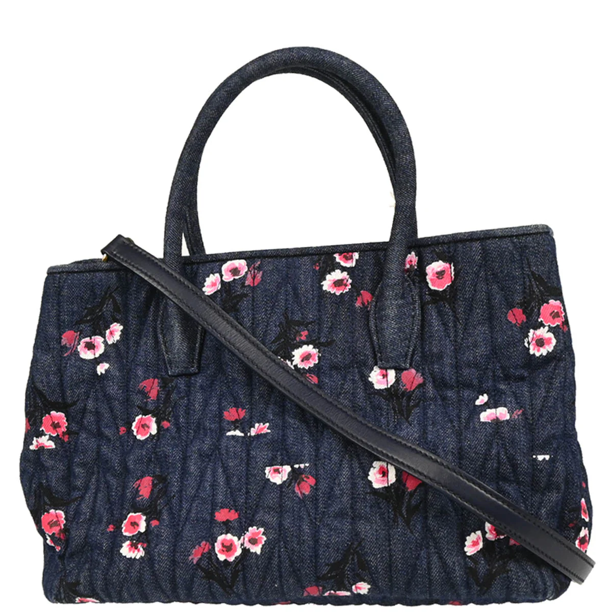 Miu Miu Navy Denim Matelasse 2way Tote Bag - Image 2