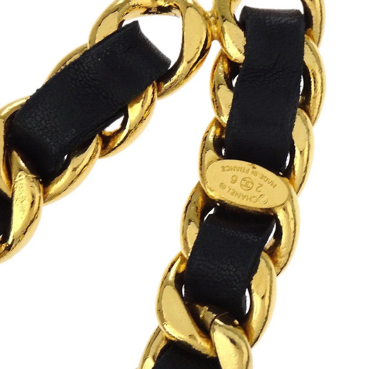 Chanel Chain Belt Medallion Gold Black Small Good - Image 4