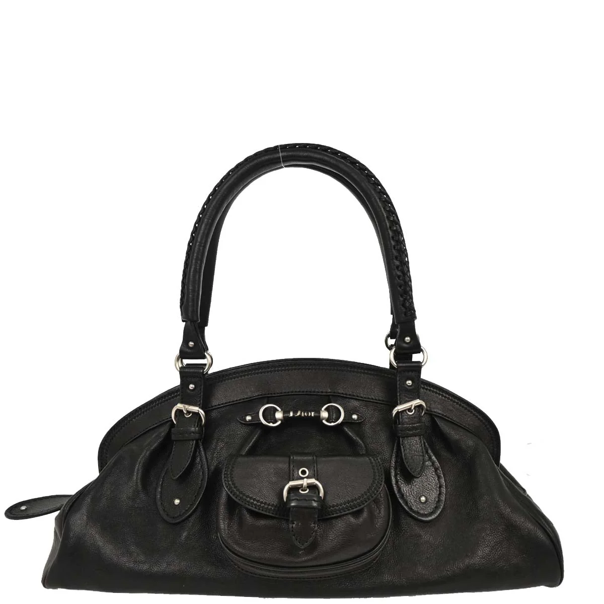 Christian Dior 2006 Black Leather My Dior Frame Bowling Handbag