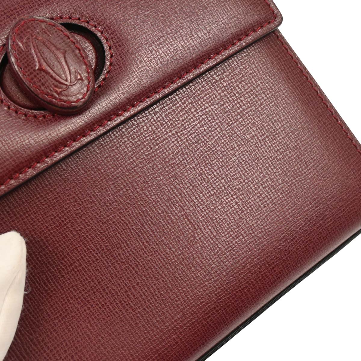 Cartier Bordeaux Leather Handbag - Image 6